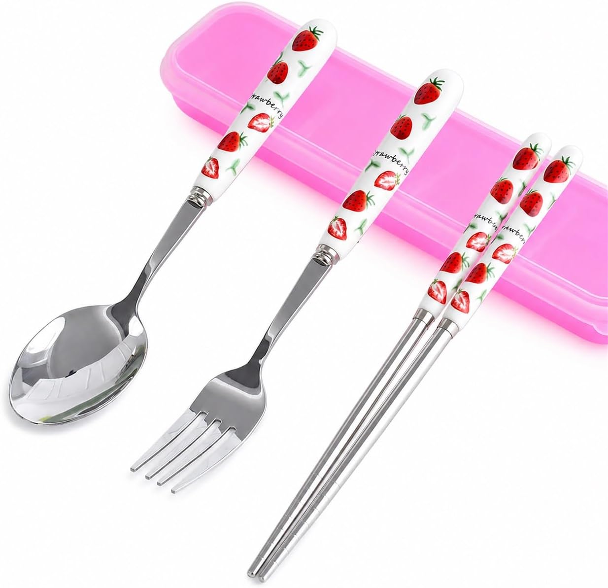 Set cubiertos con mango cerámica camping viaje estuche