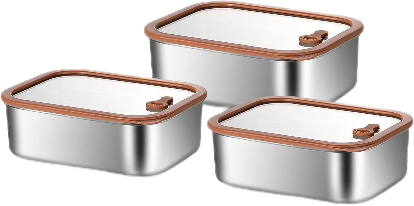 Recipientes acero inox 304 con tapas vidrio 21-70oz