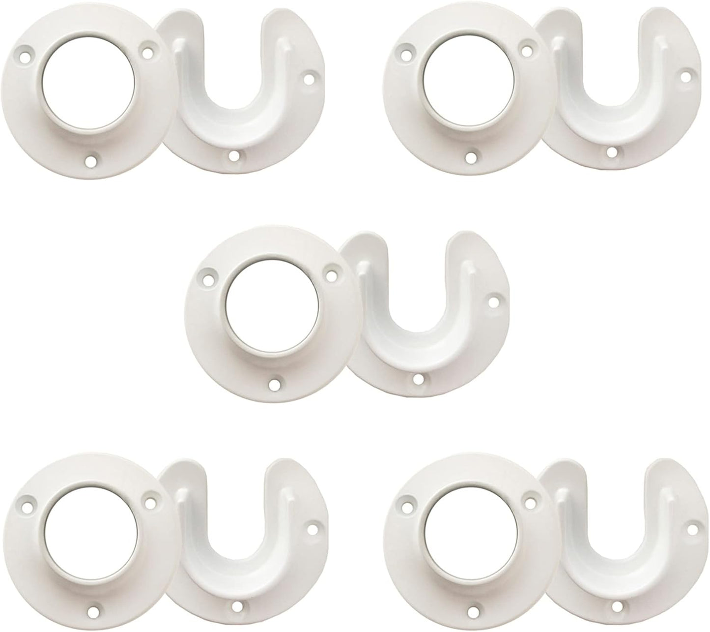 Soportes barra armario pack 5 blancos 2.75"