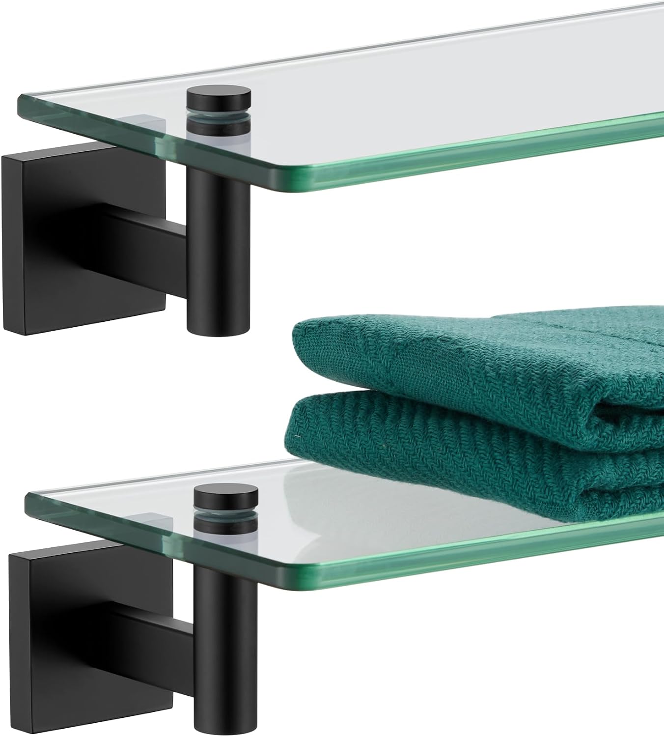 Estante baño vidrio flotante 20" negro pack 2