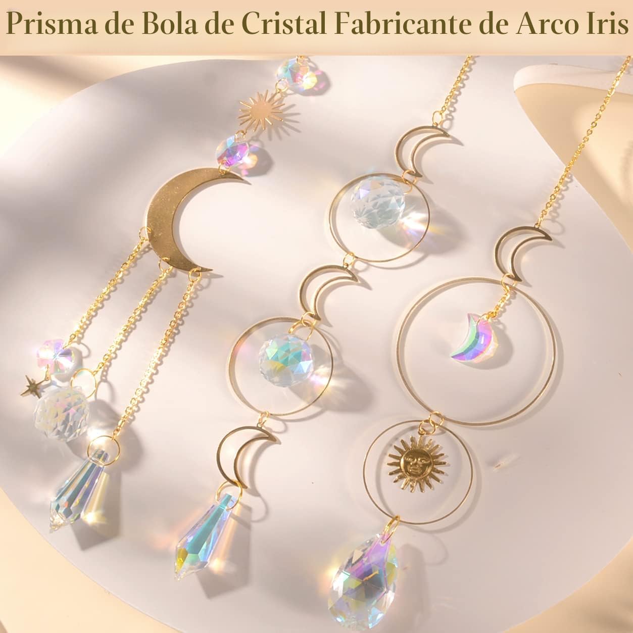 Atrapasueños de Cristal Colgante con Prisma y Bolas