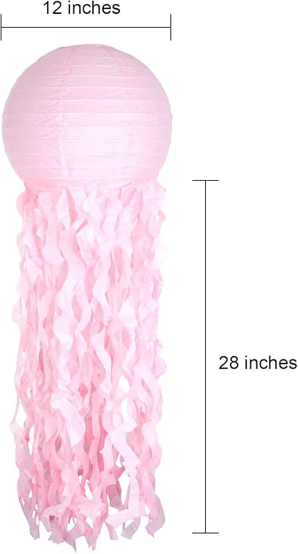 Farol papel medusa decoración sirena fiesta rosa