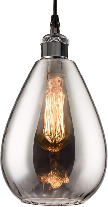 Lámpara colgante vidrio lágrima cromada efecto espejo cocina