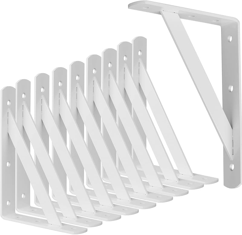 10 Soportes Triangulares 8x6pulg 90 Grados para Estantes