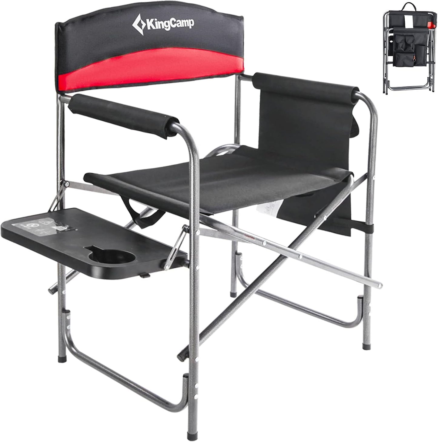 Silla director camping plegable con mesa roja