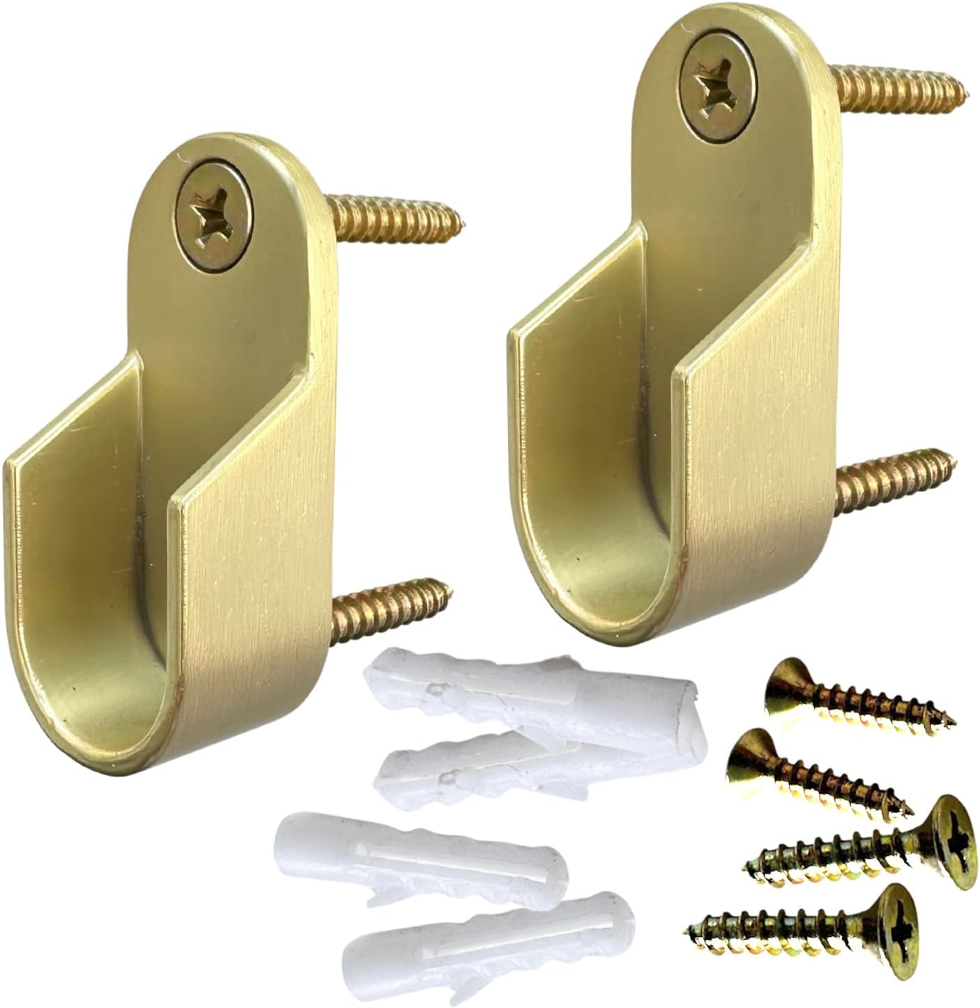 Soportes barra armario ovalada 15x30mm latón satinado set 10