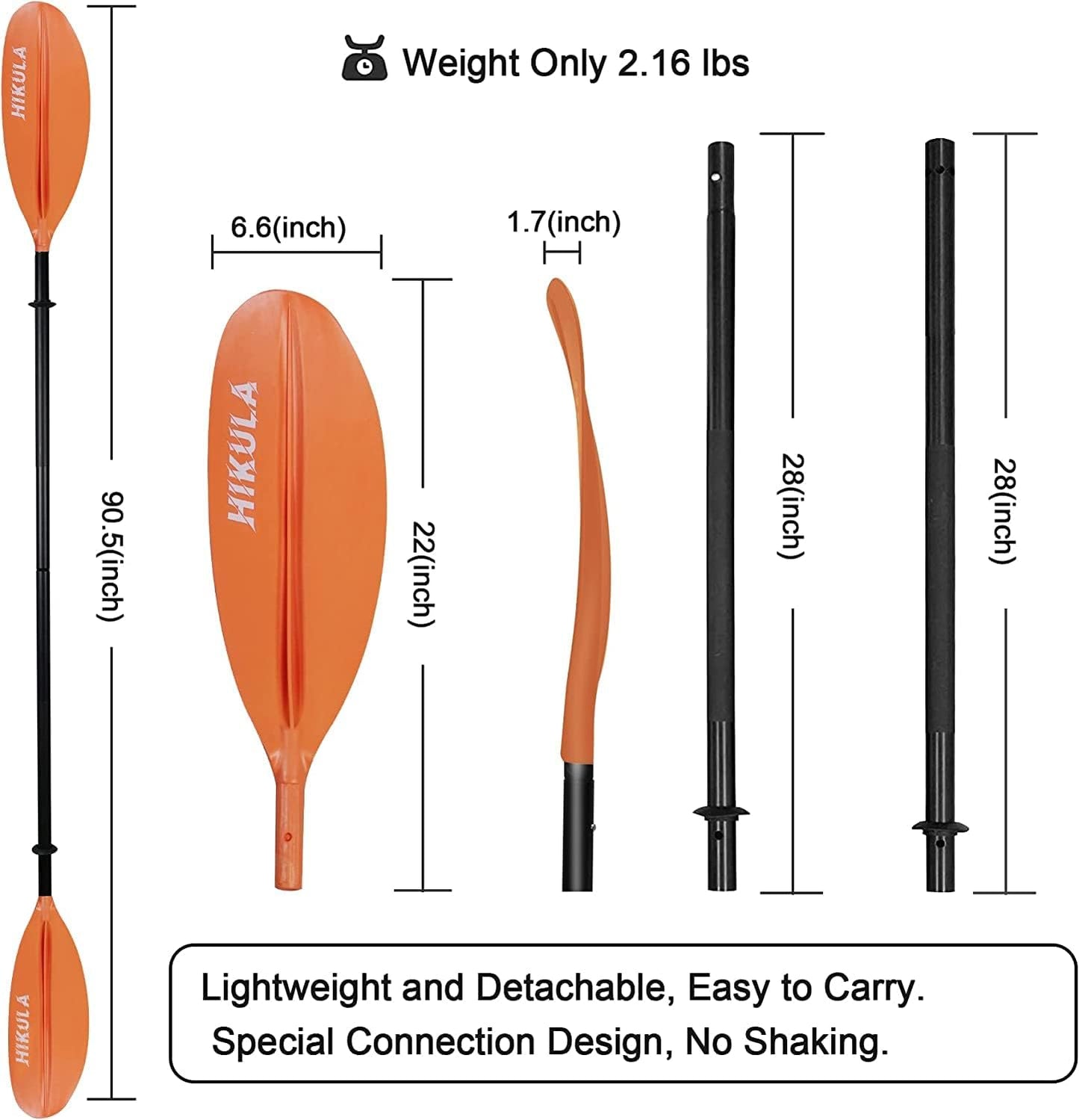 Remo Kayak 4 Pzas Aluminio 86.6in/220cm Ligero
