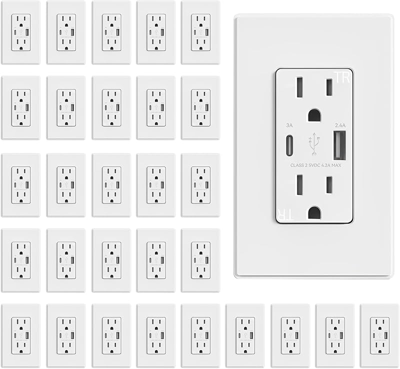 Cargador pared USB A y C 15A NEMA 5-15R cert UL