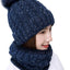 Conjunto gorro y bufanda esquí punto pompón mujer niña