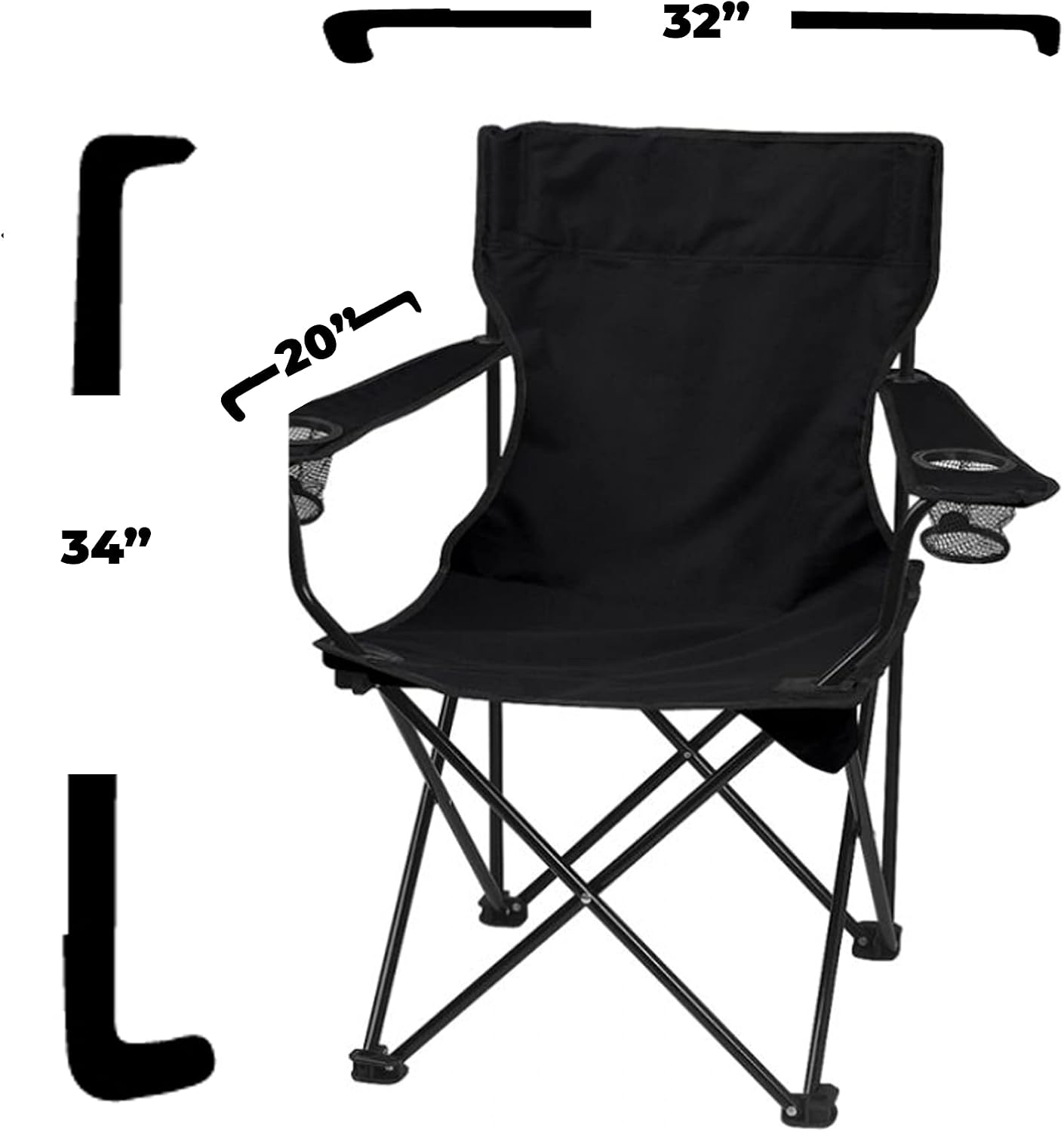 Silla camping plegable negra con transporte B