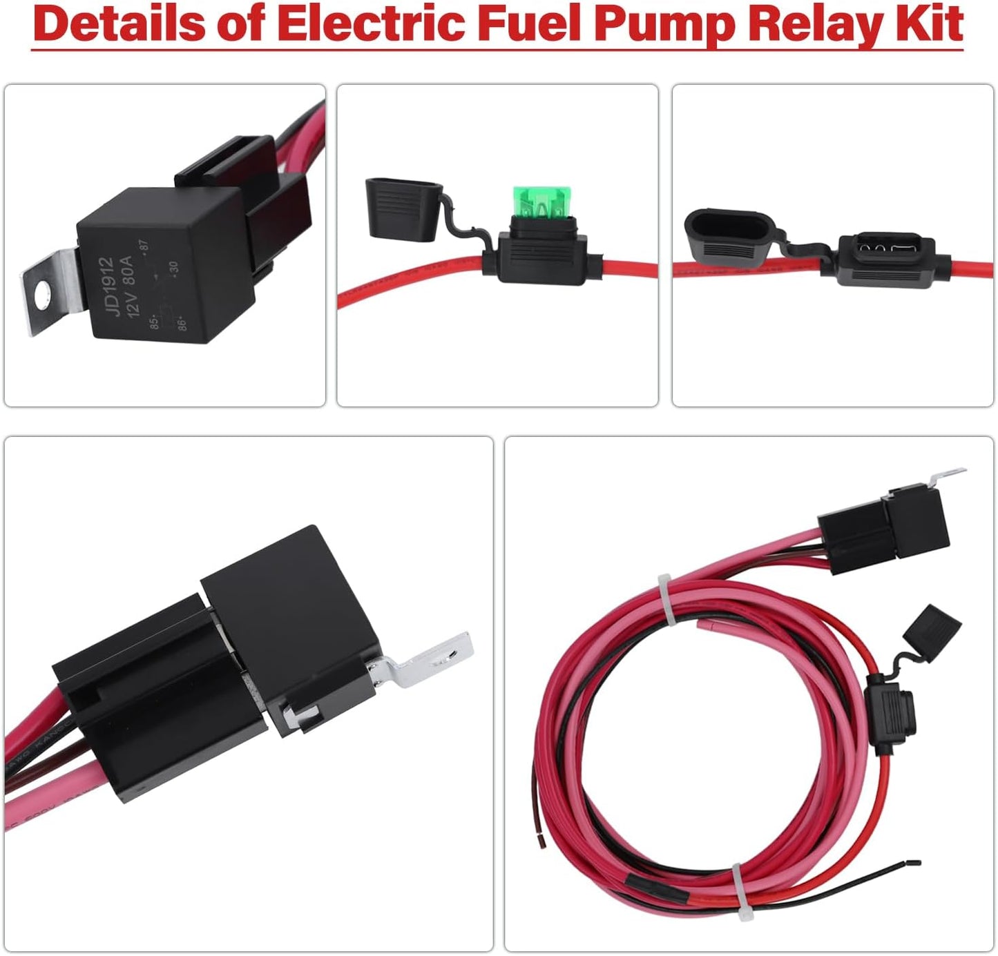 Kit relé bomba combustible 12V 80AMP impermeable cables