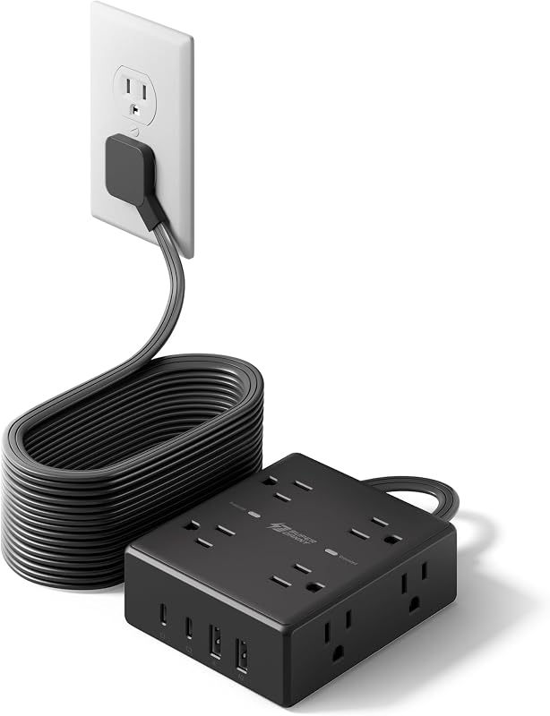 Regleta con protector sobretensiones 20 ft 8AC 4USB