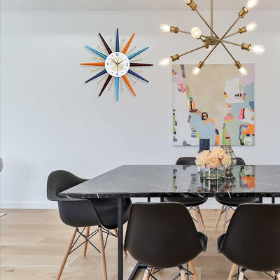 Reloj pared 22pulg estilo mediados siglo diseño estrella
