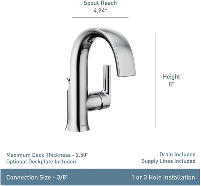 Grifo monomando arco alto cromo flujo laminar baño S6910