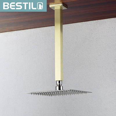 Brazo ducha techo 12pulg oro cepillado tipo lluvia
