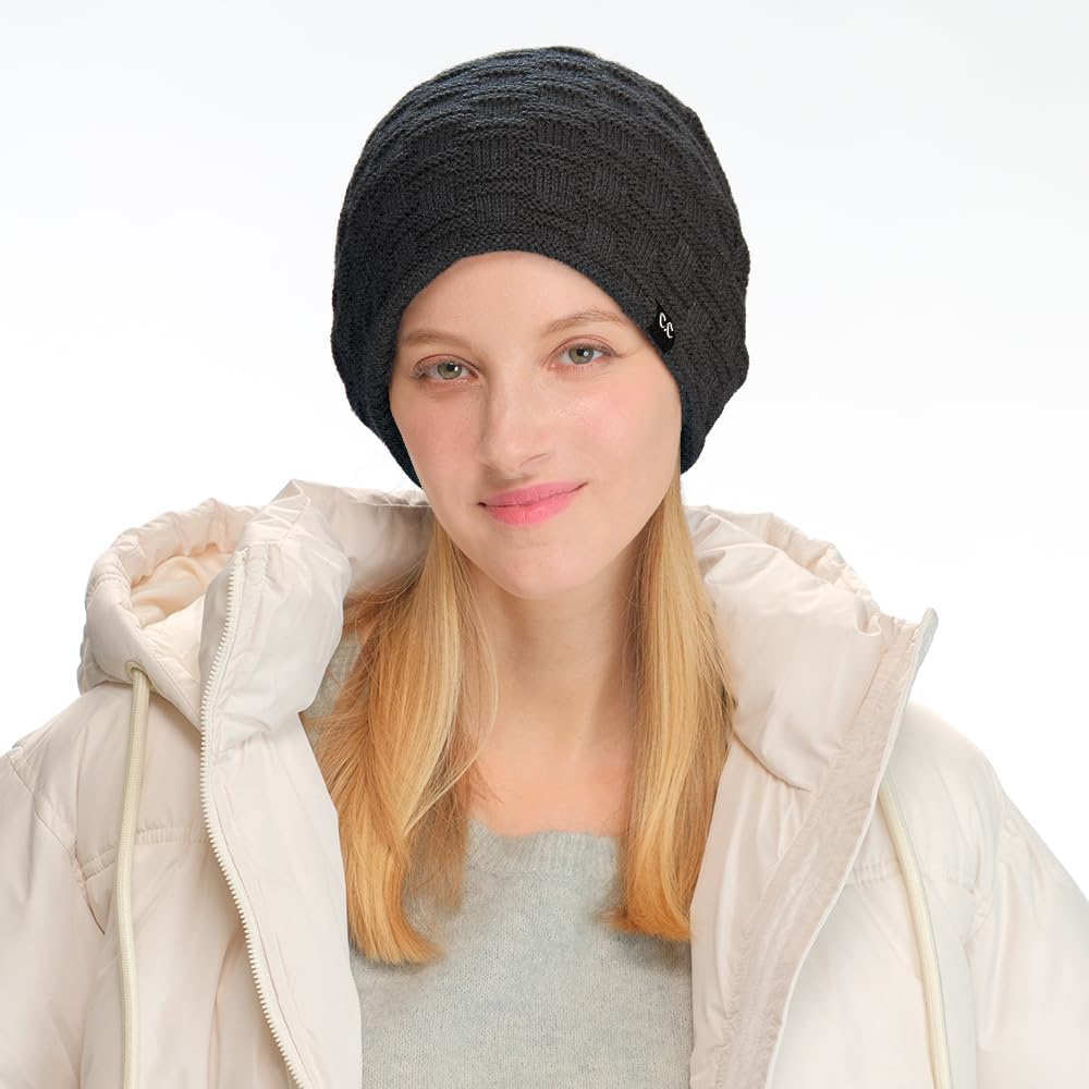 Gorro punto unisex grueso forro polar invierno