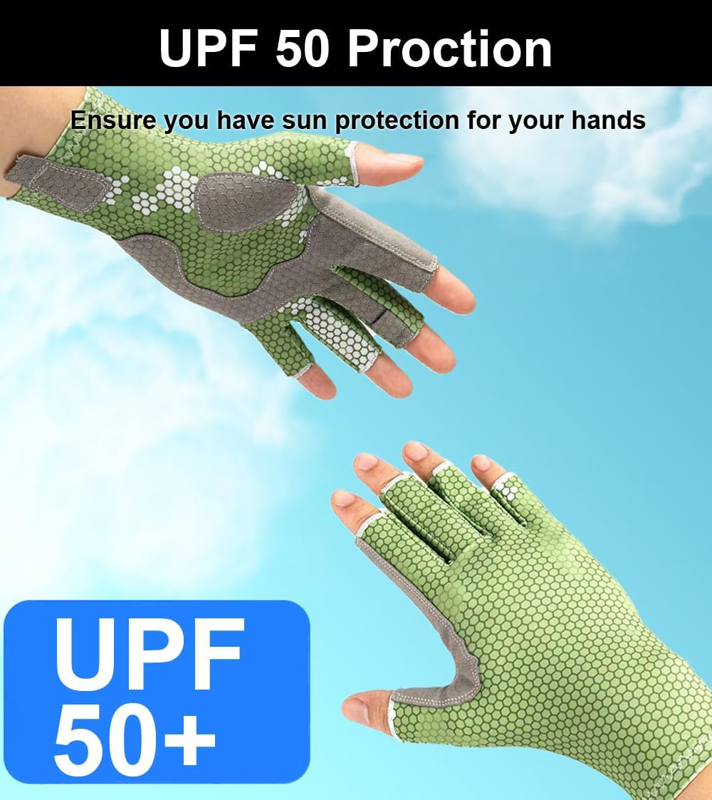 Guantes pesca silicona antideslizantes UV para navegación