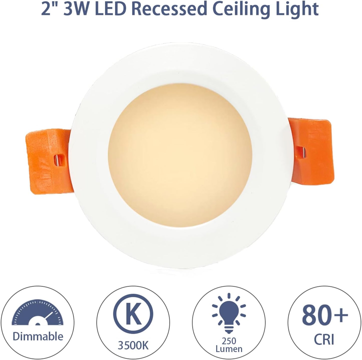 Lámpara empotrable LED 2pulg 3W luz blanca cálida 3000K