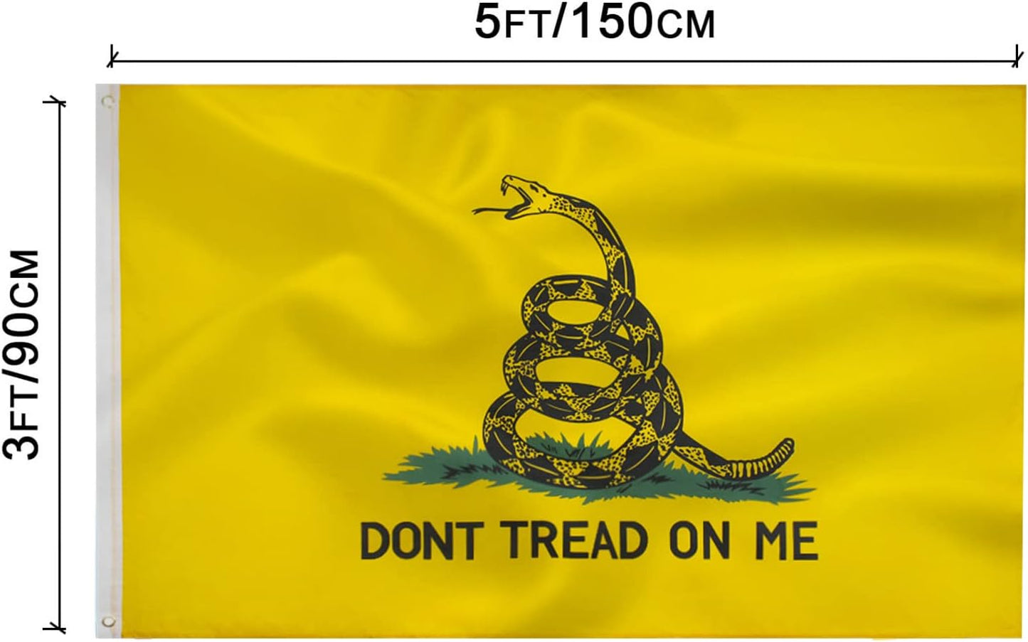 Bandera Gadsden 3x5ft poliéster doble costura ojales latón