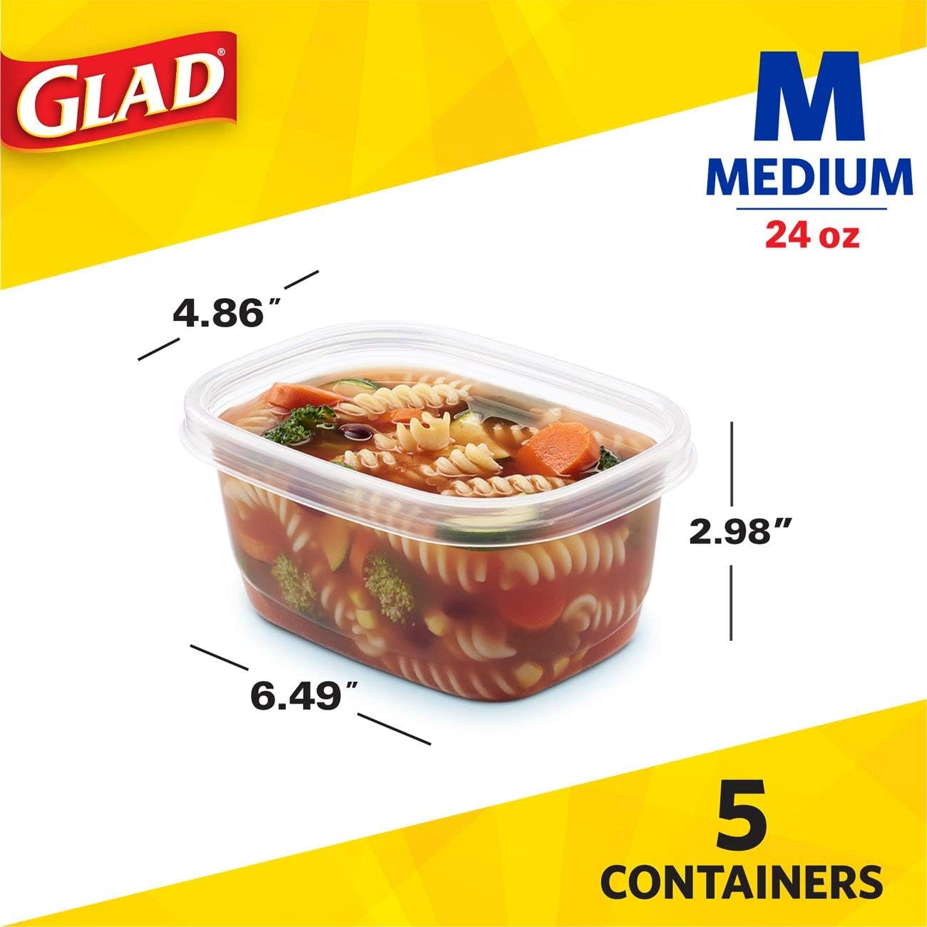 5 Recipientes Almacenamiento Alimentos 24oz