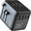 Adaptador viaje universal 70 W con 1 AC y 2 Type-A 3 Type-C