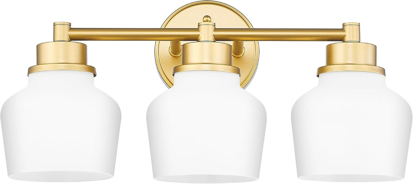 Lámpara tocador 3 luces vidrio lechoso baño moderna