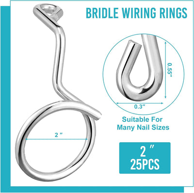 25 Anillos Brida 2pulg para Cable Cat 6/7 Madera Hormigón