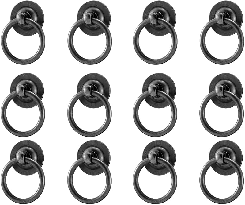 Set 12 Tiradores Latón Sólido Manijas Negras Retro Cocina