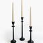 Portavelas cónico hierro juego 3 candelabros decorativos negro