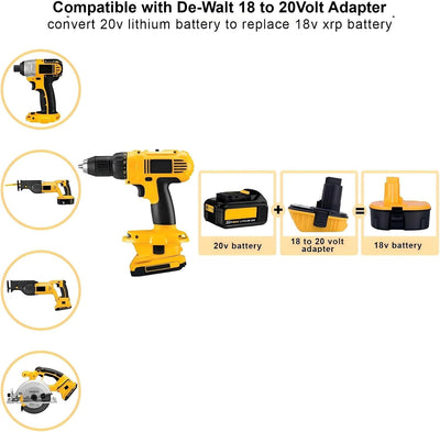 2 Pzas Adaptador DCA1820 De-walt 18V a 20V Baterías Litio