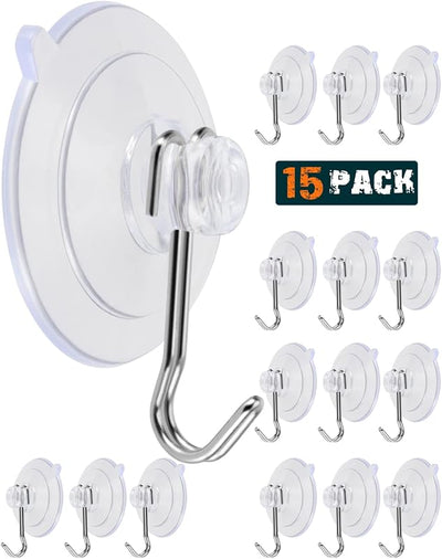15 Ganchos Ventosa PVC Transparente para Vidrio