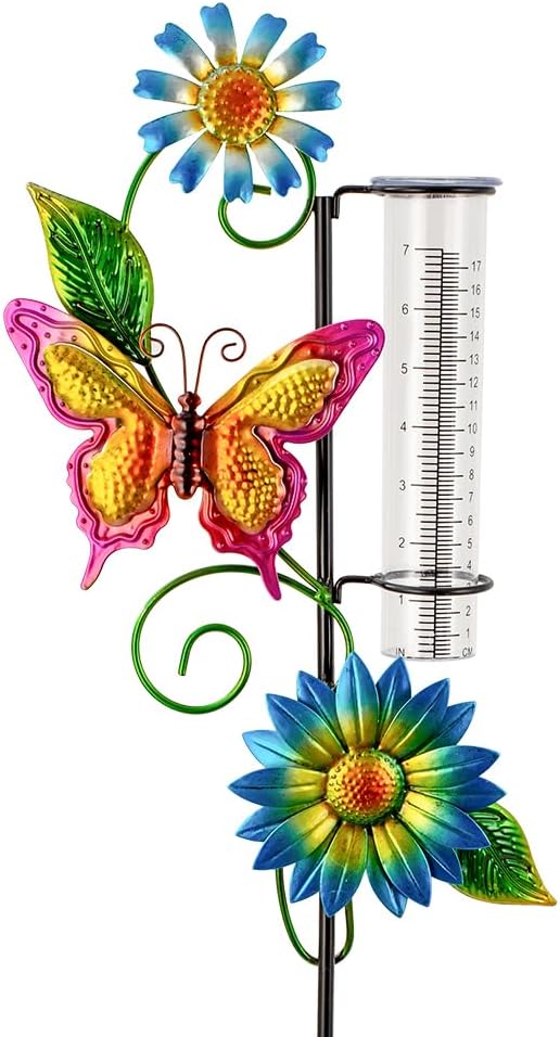 Pluviómetro mariposa con estaca 7" para jardín