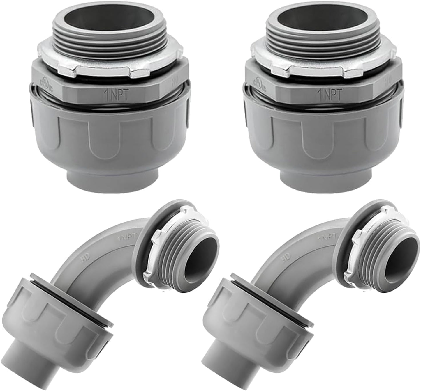 4 Conectores PVC 1pulg 90-180grados para hogar
