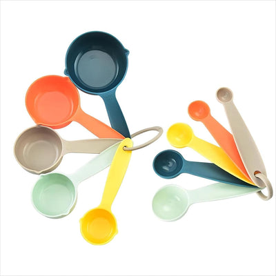Juego 10 tazas y cucharas medidoras plástico 1/8 taza