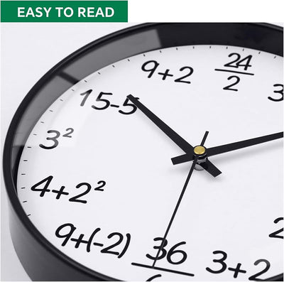 Reloj pared cristal 12pulg estilo matemáticas blanco