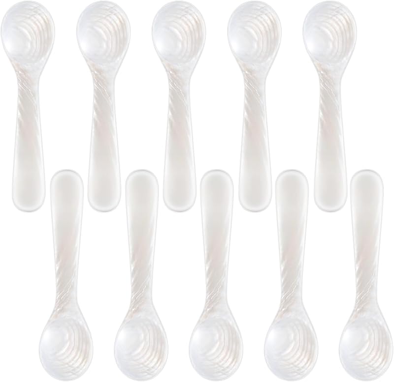 Set 10 cucharas caviar mango redondo artesanal 2.75pulg