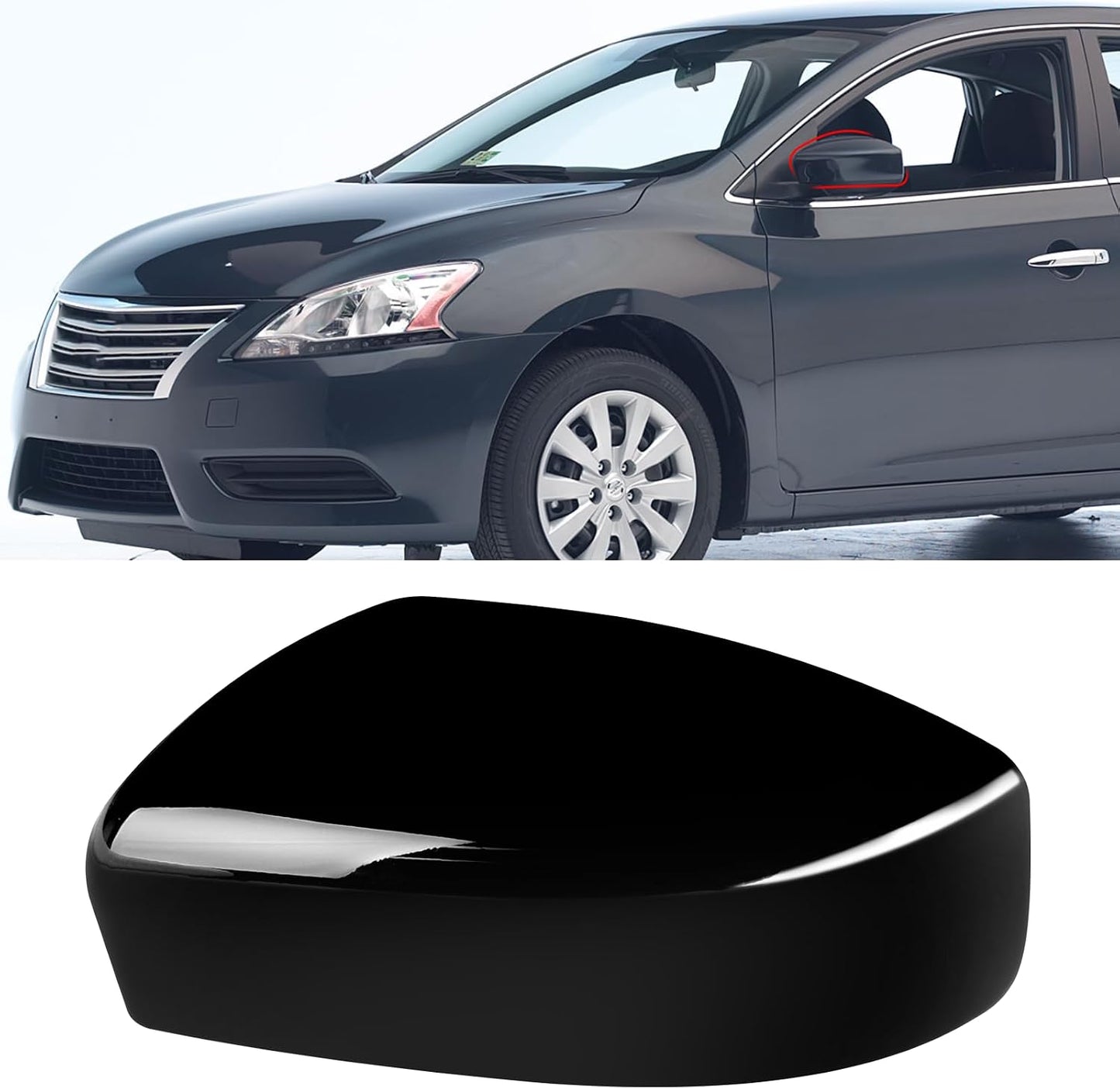 Cubierta espejo lateral izquierdo comp Nissan Sentra negro