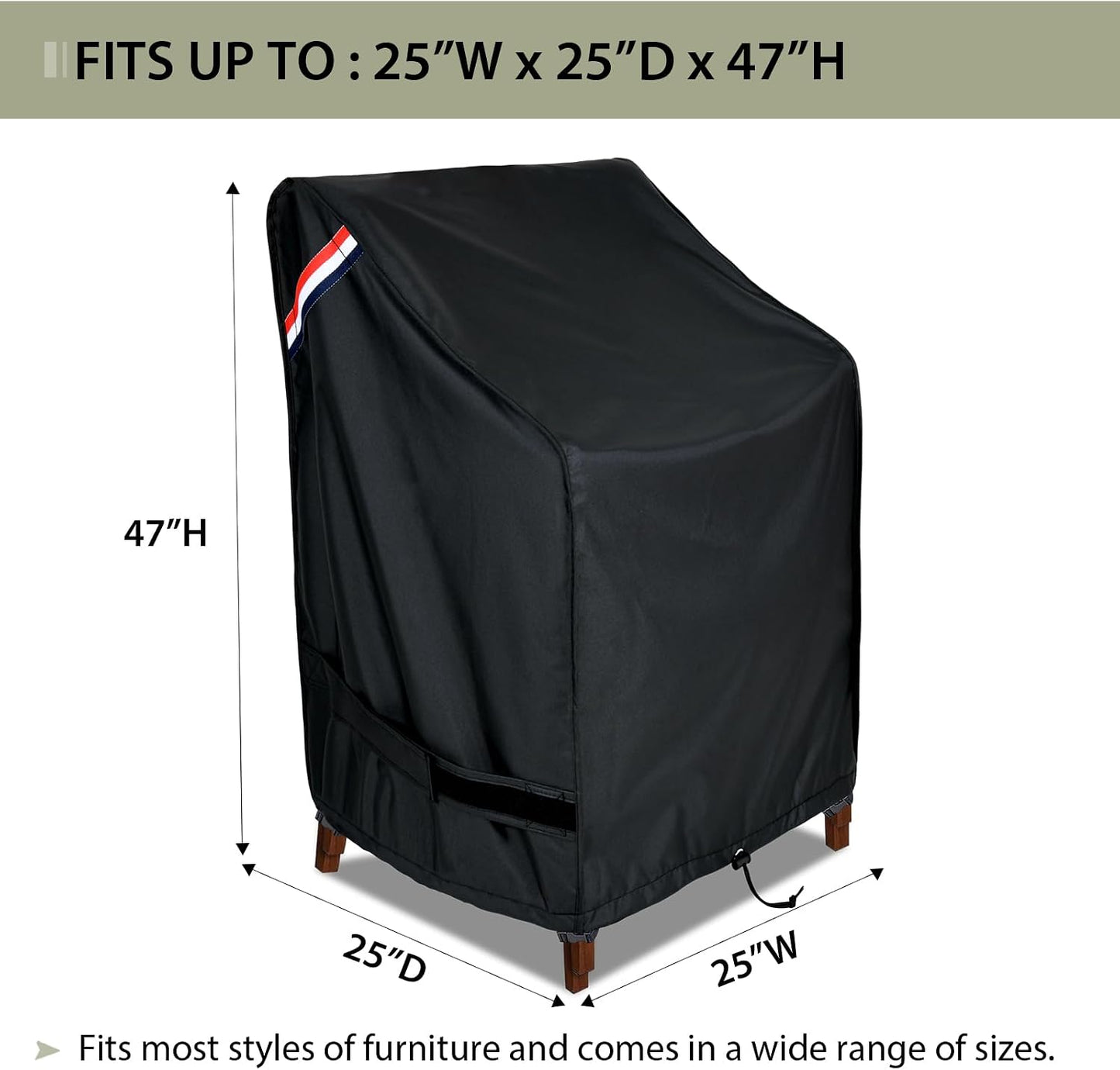 Fundas sillas patio impermeables 25x25x47" 1 pack
