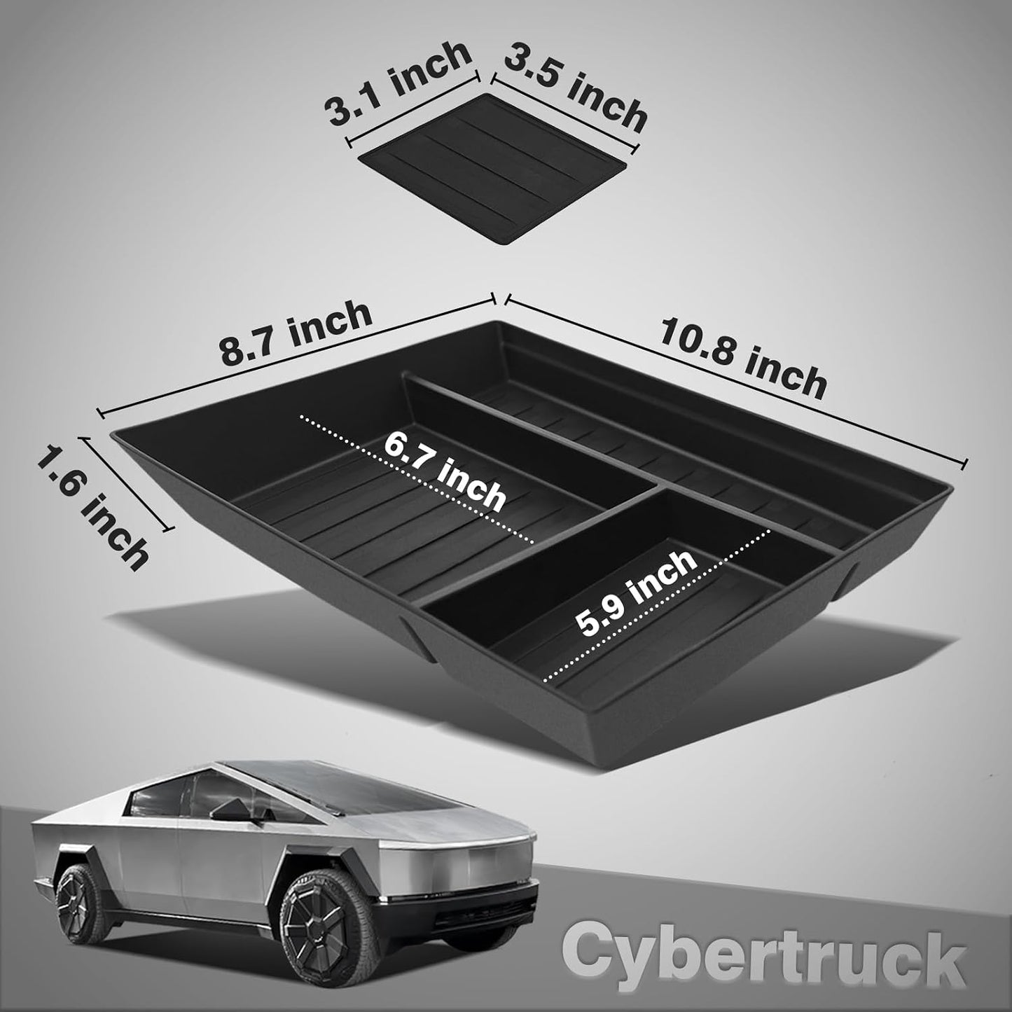 Bandeja organizadora consola Tesla Cybertruck elastómero