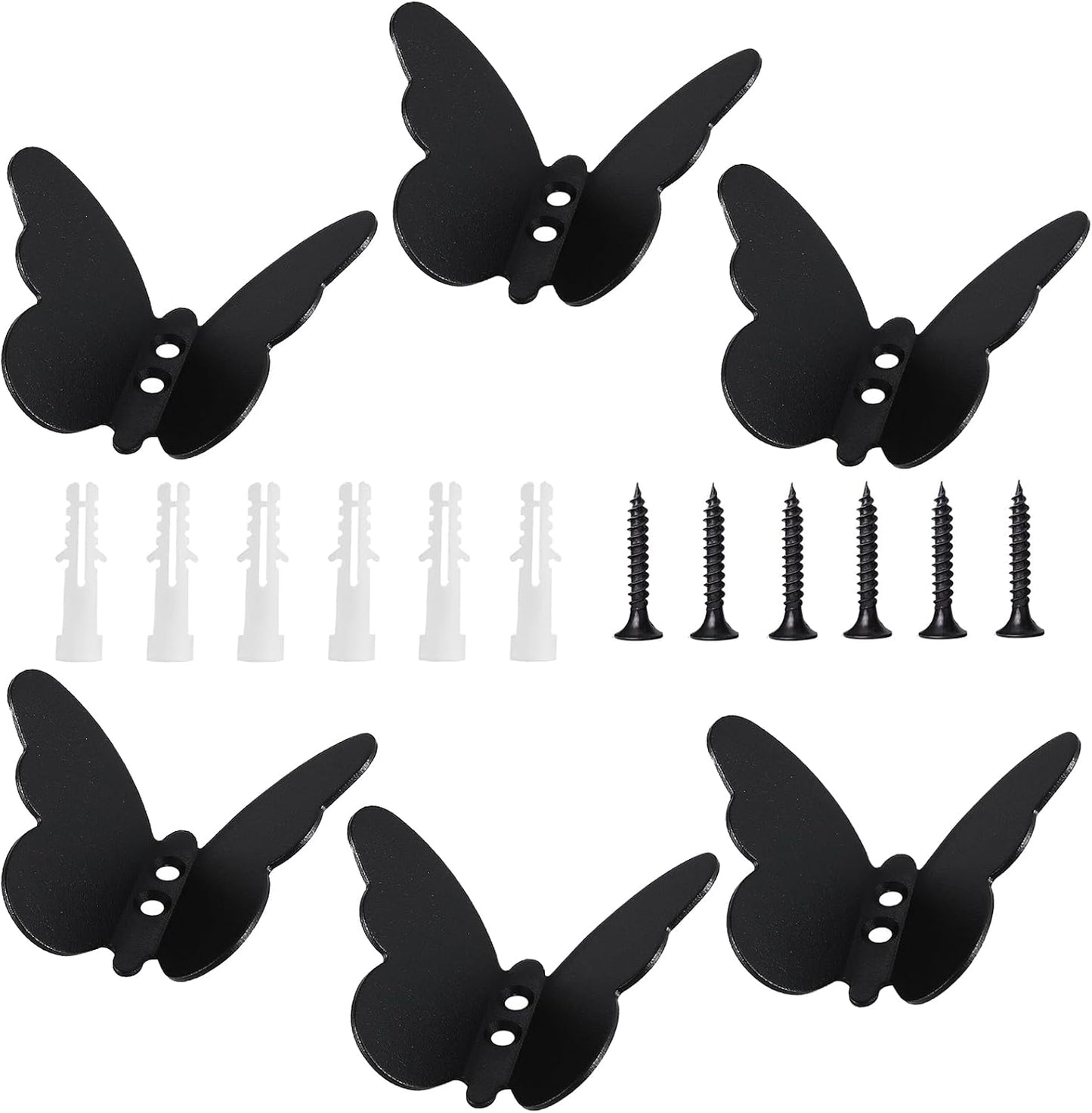 6 Ganchos Acero Inox Forma Mariposa para Baño