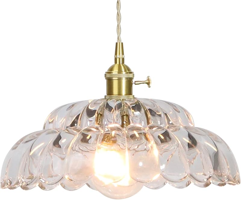 Lámpara colgante vidrio vintage metal dorado para comedor