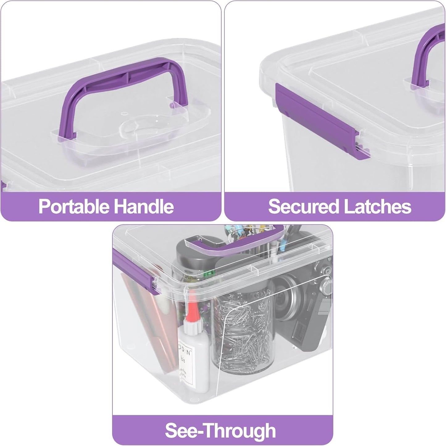 6 Pzas Caja Transparente 6qt con Tapa Asa