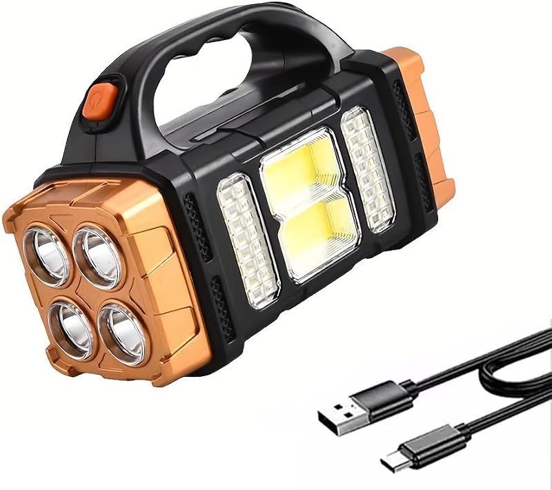 Linterna LED solar recargable impermeable amarilla