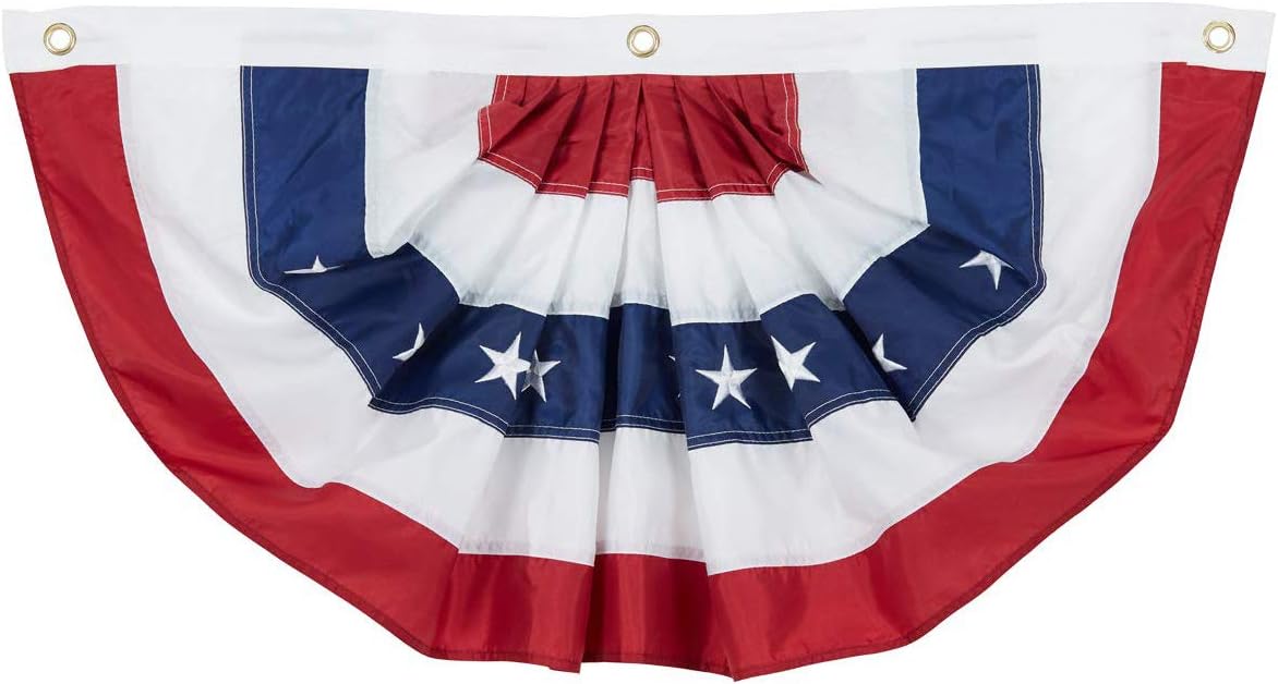 2 Banderines Estadounidense 2x4ft Plisadas Estrellas Bordadas