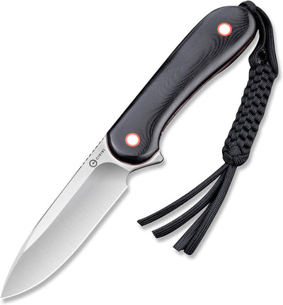Cuchillo fijo 3.98pulg asa G10 funda cuero para EDC