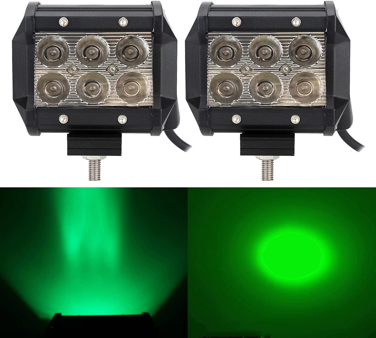 Barra luz LED verde 18W 4" impermeable 12-24V 2uds