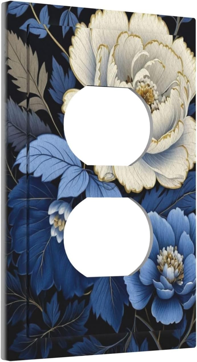Cubierta interruptor flores azules y blancas 1 gang decorativa