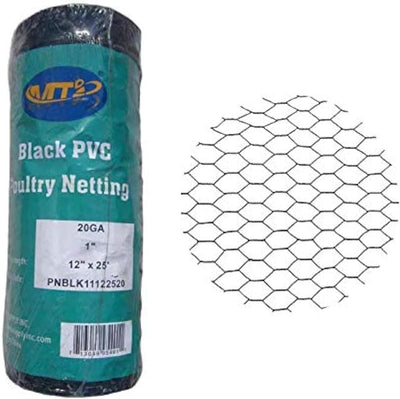 Malla hexagonal PVC para aves 1pulg 20-48pulg x 25-150pies negro