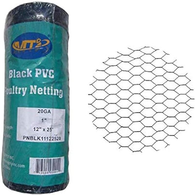 Malla hexagonal PVC para aves 1pulg 20-48pulg x 25-150pies negro