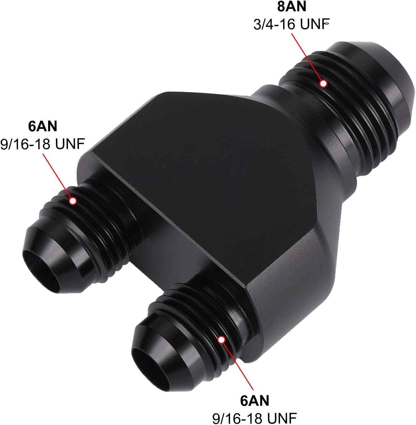 Adaptador macho Y 8AN 6AN aluminio negro